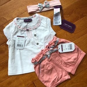 BNWT, 6 month, matching set, shorts, headband
